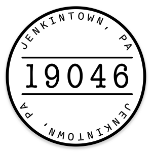 Jenkintown ZIP code, 19046, with "Jenkintown, PA" around it in a circle.
